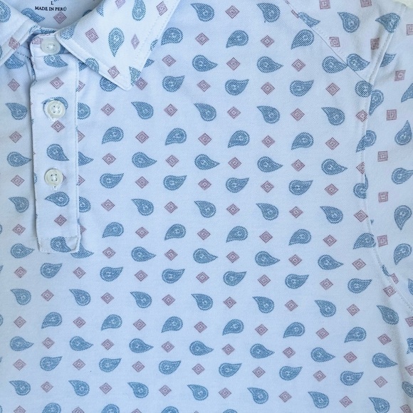 Johnston & Murphy paisley polo Casual Button Down Shirt L - Picture 5 of 7